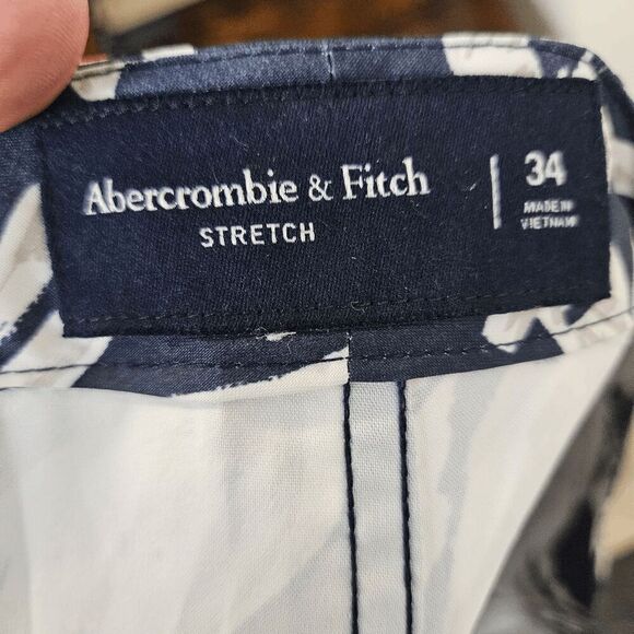 Abercrombie & Fitch Stretch Swim Stretch Trunks Mens Blue and White Foiliage Siz - Picture 4 of 5